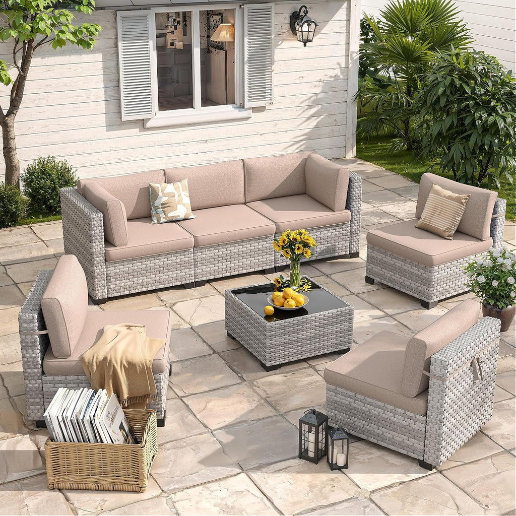 6‑Seat Wicker Modular Patio Furniture Set