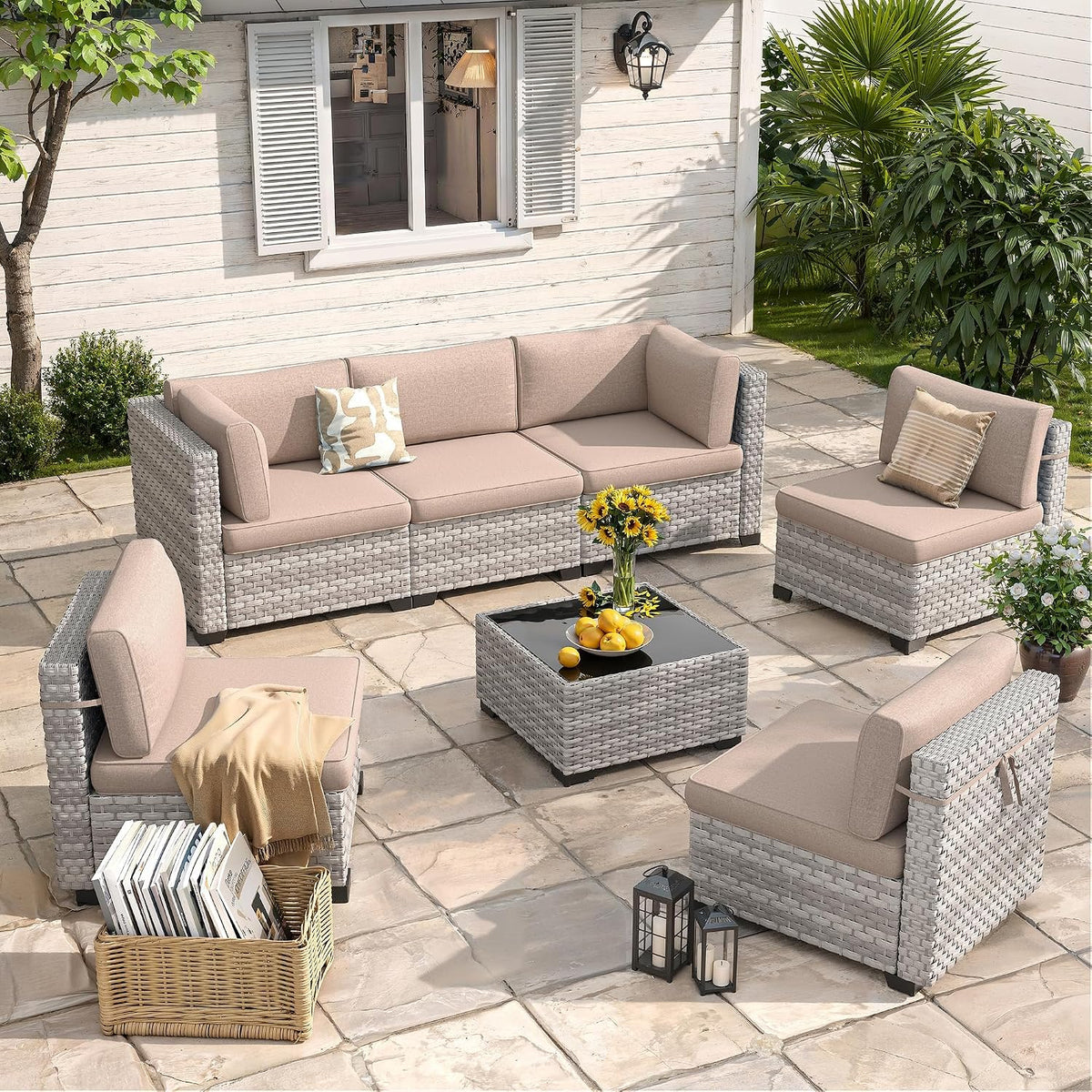 6‑Seat Wicker Modular Patio Furniture Set