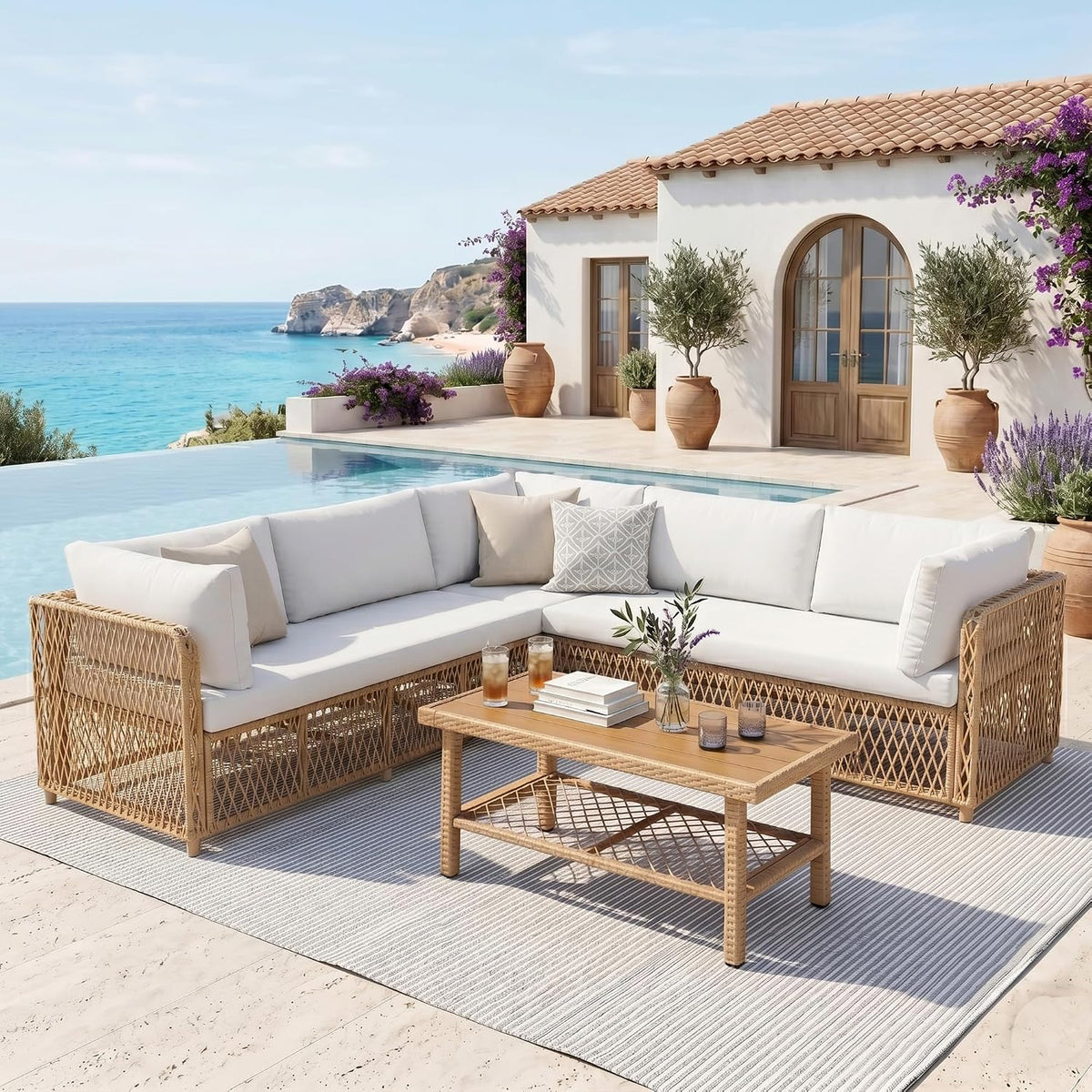 6‑Seater Luxury Outdoor Wicker Sectional Set