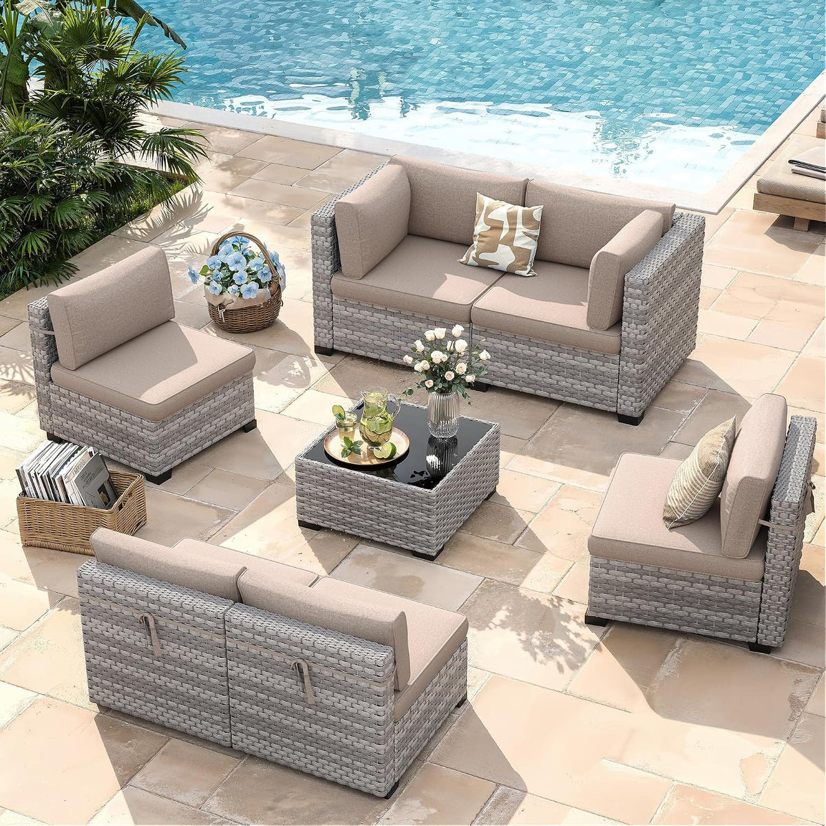 6‑Seat Wicker Modular Patio Furniture Set