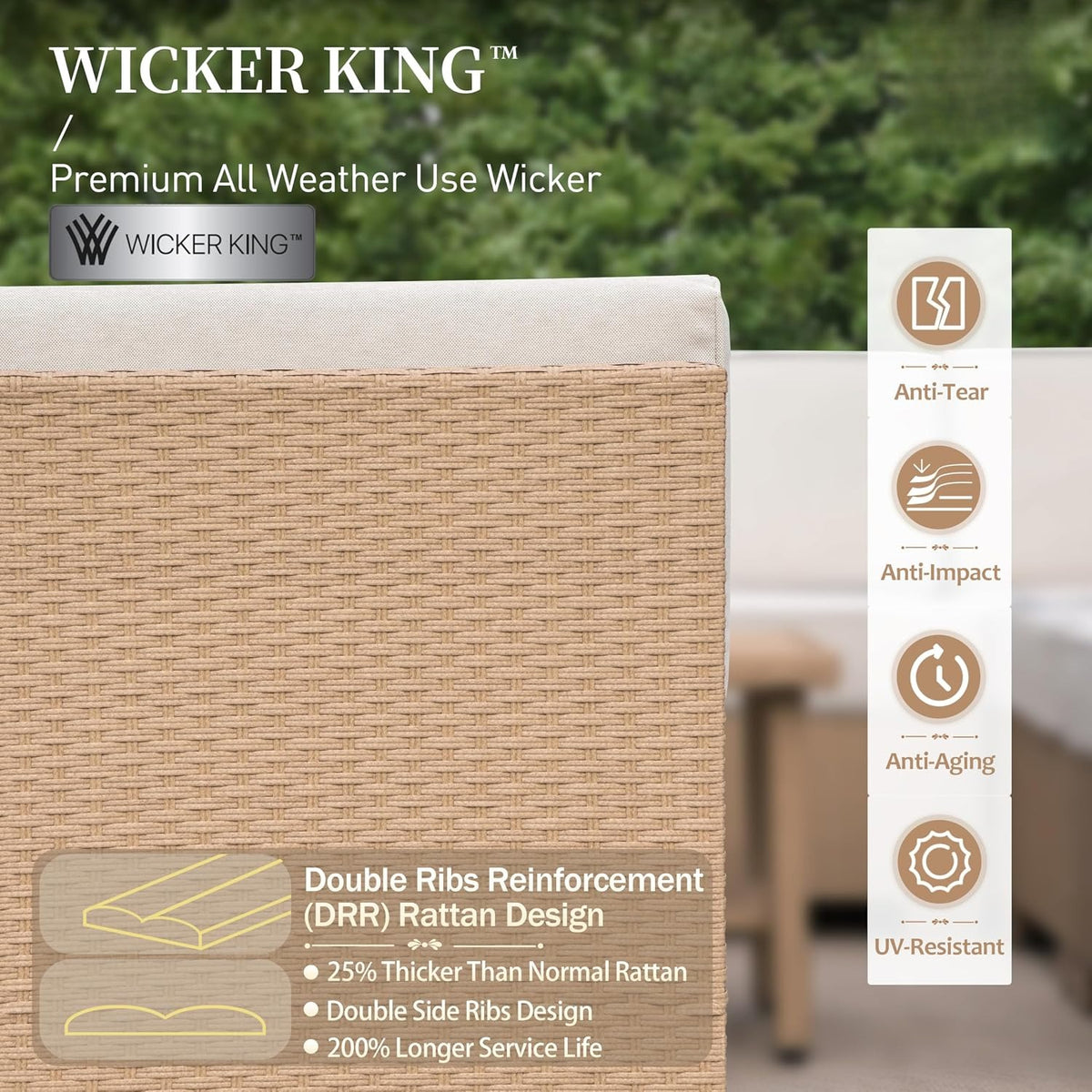 6‑Piece Beige Wicker Patio Furniture Set