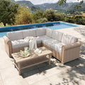 6‑Piece Beige Wicker Patio Furniture Set