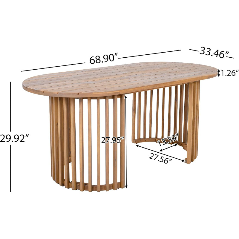 7‑Piece Light Teak Acacia Patio Dining Set