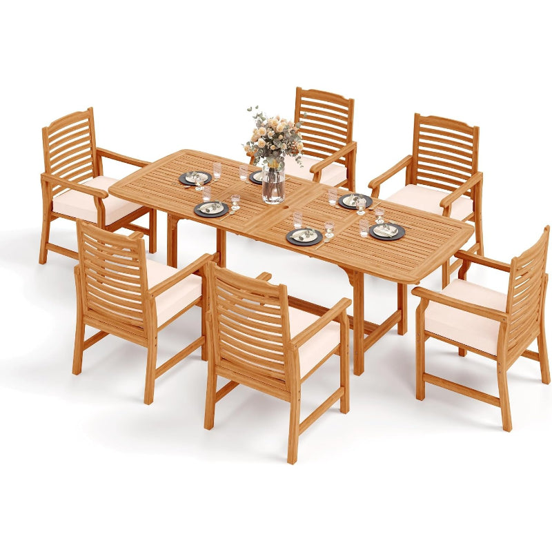 7‑Piece Expandable Wood Patio Dining Set
