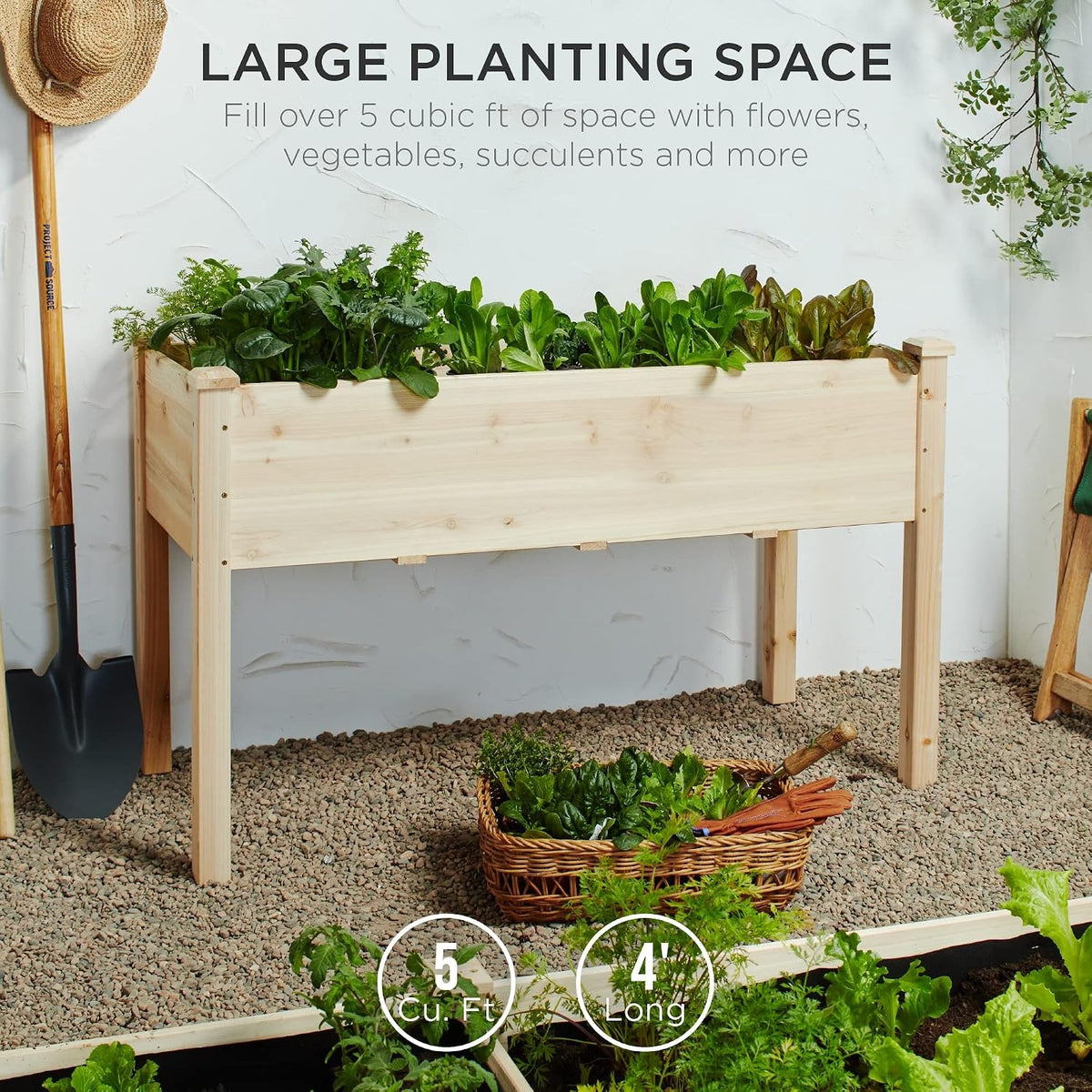 Elevated Wood Garden Bed With Liner