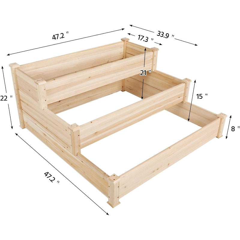 3‑Tier Wood Vertical Garden Bed