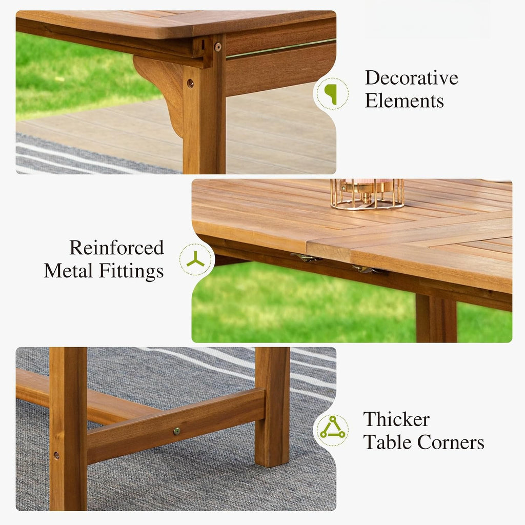7‑Piece Expandable Wood Patio Dining Set