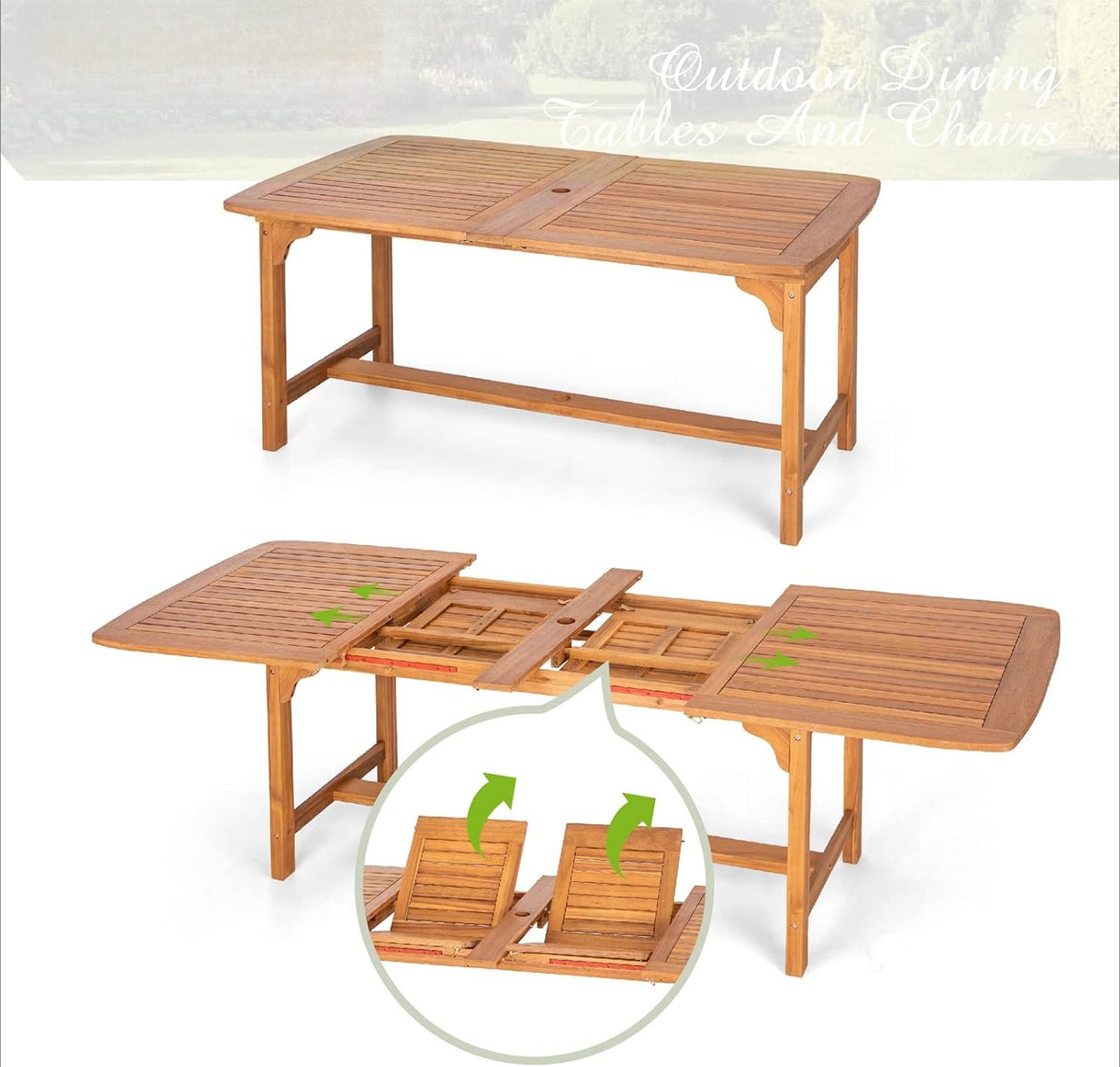 7‑Piece Expandable Wood Patio Dining Set